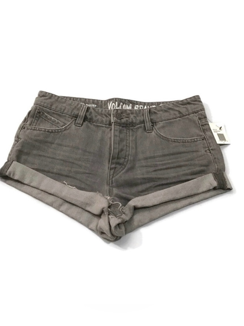 Volcom Women's Gray Boyfriend Button Fly Shorts